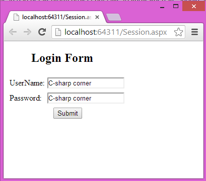 Login form with username and password